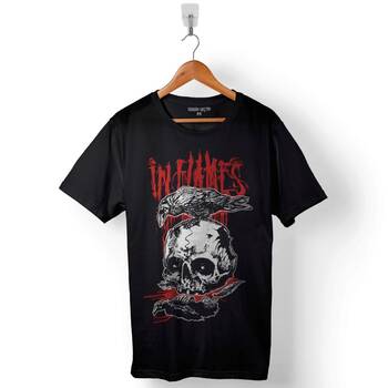 In Flames All For Me Logo Skull Baskılı Tişört Unisex T-Shirt