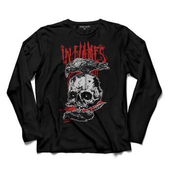 IN FLAMES ALL FOR ME LOGO SKULL UZUN KOLLU TİŞÖRT