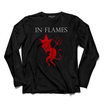 IN FLAMES JESTERHEAD DEVIL LOGO UZUN KOLLU TİŞÖRT