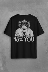 İnsan Evrim Şempanze %98 Chimp Evolution Dna Sırt Ön Baskılı Oversize Tişört Unisex T-Shirt - Thumbnail