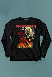 Iron Maiden 2 The Number Of The Beast MusicUzun Kollu Tişört Baskılı T-Shirt - Thumbnail