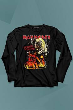 Iron Maiden 2 The Number Of The Beast MusicUzun Kollu Tişört Baskılı T-Shirt