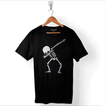 İskelet Dansı Dabbing Skeleton Skull Kuru Kafa Baskılı Tişört Unisex T-Shirt