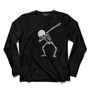 İSKELET DANSI DABBING SKELETON SKULL KURU KAFA UZUN KOLLU TİŞÖRT