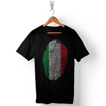 ItAlian Flag İtalya Bayrağı Logo Parmak İzi Baskılı Tişört Unisex T-Shirt