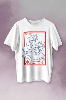 Japanese Wind Wave Japon Rüzgar 2K Street Culture Baskılı Tişört Unisex T-shirt