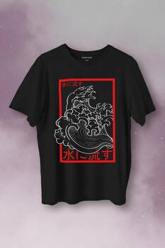 Japanese Wind Wave Japon Rüzgar 2K Street Culture Baskılı Tişört Unisex T-Shirt