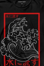 Japanese Wind Wave Japon Rüzgar 2K Street Culture Uzun Kollu Tişört Baskılı T-Shirt - Thumbnail