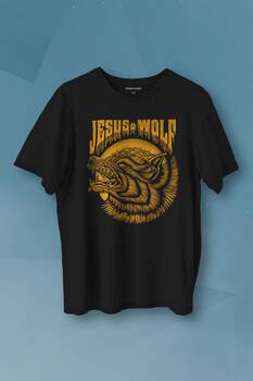 Jesus Wolf Kurt Kafası hardal Baskılı Tişört Unisex T-shirt