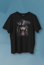 Jhonny Depp Captain Jack Sparrow Karayip Korsanları Pirates Caribbean Baskılı Tişört Unisex T-shirt - Thumbnail