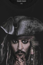 Jhonny Depp Captain Jack Sparrow Karayip Korsanları Pirates Caribbean Baskılı Tişört Unisex T-shirt - Thumbnail