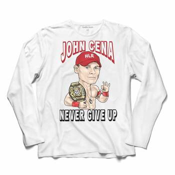 John Cena Never Give Up Wwe Amerikan Güreşi Uzun Kollu Tişört Baskılı T-Shirt