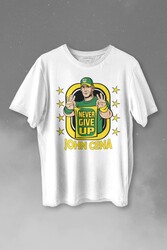 John Cena Wwe Logo Never Give Up Amerikan Güreşi Baskılı Tişört Unisex T-shirt - Thumbnail