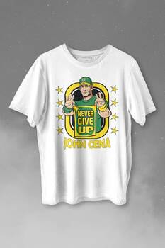 John Cena Wwe Logo Never Give Up Amerikan Güreşi Baskılı Tişört Unisex T-shirt