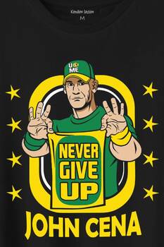 John Cena Wwe Logo Never Give Up Amerikan Güreşi Baskılı Tişört Unisex T-Shirt