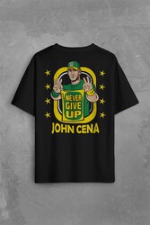 John Cena Wwe Logo Never Give Up Amerikan Güreşi Sırt Ön Baskılı Oversize Tişört Unisex T-Shirt - Thumbnail