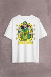 John Cena Wwe Logo Never Give Up Amerikan Güreşi Sırt Ön Baskılı Oversize Tişört Unisex T-Shirt - Thumbnail