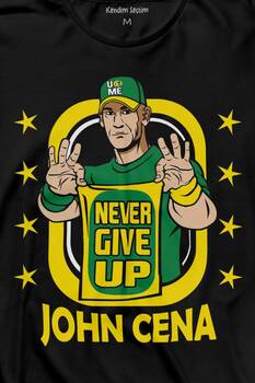 John Cena Wwe Logo Never Give Up Amerikan Güreşi Uzun Kollu Tişört Baskılı T-Shirt