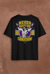 John Cena You Me Never Give Up Cenation Asla Pes Etme Sırt Ön Baskılı Oversize Tişört Unisex T-Shirt - Thumbnail