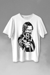 John Wick Keanu Reeves Aktör Dizi Film Matrix Silah Baskılı Tişört Unisex T-shirt - Thumbnail