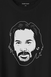 John Wick Keanu Reeves Charles Portre Silüeti Baskılı Tişört Unisex T-Shirt - Thumbnail