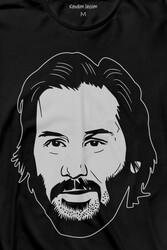 John Wick Keanu Reeves Charles Portre Silüeti Uzun Kollu Tişört Baskılı T-Shirt - Thumbnail