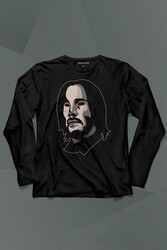 John Wick Keanu Reeves Charles Silhouette Uzun Kollu Tişört Baskılı T-Shirt - Thumbnail