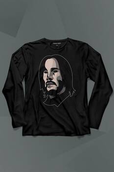 John Wick Keanu Reeves Charles Silhouette Uzun Kollu Tişört Baskılı T-Shirt