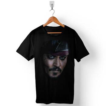 Johnny Depp Captain Jack Sparrow Karayip Korsanları Baskılı Tişört Unisex T-Shirt