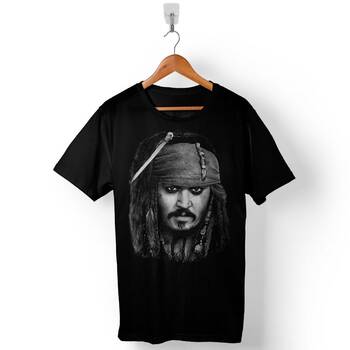 Johnny Depp Captain Jack Sparrow Karayip Korsanları Baskılı Tişört Unisex T-Shirt