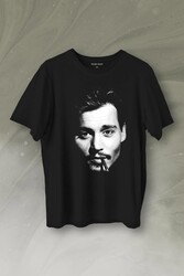 Johnny Depp Sigara Karayip Korsanları Slüet Baskılı Tişört Unisex T-Shirt - Thumbnail