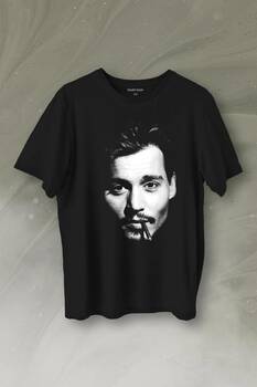 Johnny Depp Sigara Karayip Korsanları Slüet Baskılı Tişört Unisex T-Shirt