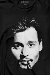 Johnny Depp Sigara Karayip Korsanları Slüet Uzun Kollu Tişört Baskılı T-Shirt - Thumbnail