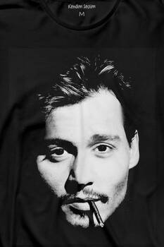 Johnny Depp Sigara Karayip Korsanları Slüet Uzun Kollu Tişört Baskılı T-Shirt