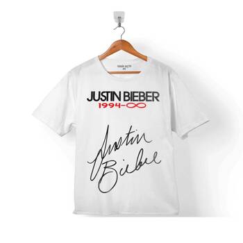 JUSTIN BIEBER 1994 İMZASI SIGNATURE ÇOCUK TİŞÖRT