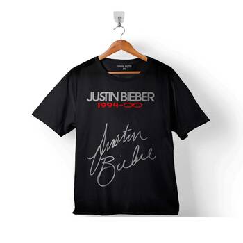 JUSTIN BIEBER 1994 İMZASI SIGNATURE ÇOCUK TİŞÖRT