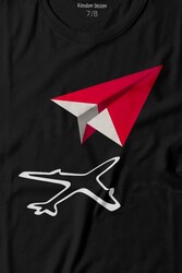 Kağıt Uçak Hayaller Hayatlar Fly Pilot Baskılı Tişört Çocuk T-shirt - Thumbnail