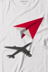 Kağıt Uçak Hayaller Hayatlar Fly Pilot Baskılı Tişört Çocuk T-shirt - Thumbnail