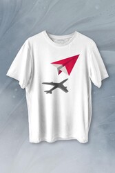 Kağıt Uçak Hayaller Hayatlar Fly Pilot Baskılı Tişört Unisex T-shirt - Thumbnail