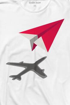 Kağıt Uçak Hayaller Hayatlar Fly Pilot Uzun Kollu Tişört Baskılı T-Shirt