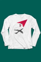 Kağıt Uçak Hayaller Hayatlar Fly Pilot Uzun Kollu Tişört Baskılı T-Shirt - Thumbnail