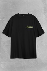 Kaktüs Orta Parmak Fucktus Sırt Ön Baskılı Oversize Tişört Unisex T-Shirt - Thumbnail