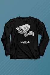 Kamera Smile Selfie Big Brother Uzun Kollu Tişört Baskılı T-Shirt - Thumbnail