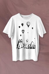 Kapadokya Nevşehir Peri Bacaları Cappadocia Baskılı Tişört Unisex T-shirt - Thumbnail