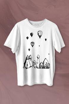 Kapadokya Nevşehir Peri Bacaları Cappadocia Baskılı Tişört Unisex T-shirt