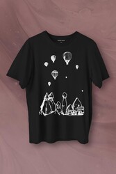 Kapadokya Nevşehir Peri Bacaları Cappadocia Baskılı Tişört Unisex T-Shirt - Thumbnail