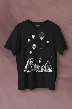 Kapadokya Nevşehir Peri Bacaları Cappadocia Baskılı Tişört Unisex T-Shirt