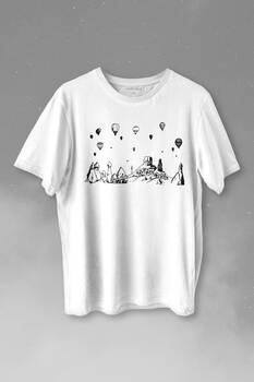 Kapadokya Nevşehir Peri Pacaları Cappadocia Baskılı Tişört Unisex T-shirt