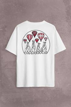 Kapadokya Nevşehir Peri Pacaları Cappadocia Sırt Ön Baskılı Oversize Tişört Unisex T-Shirt