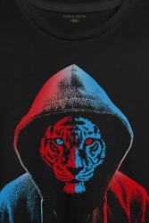 Kaplan Tiger Trabzon Kedisi Mavi Bordo Baskılı Tişört Unisex T-shirt - Thumbnail